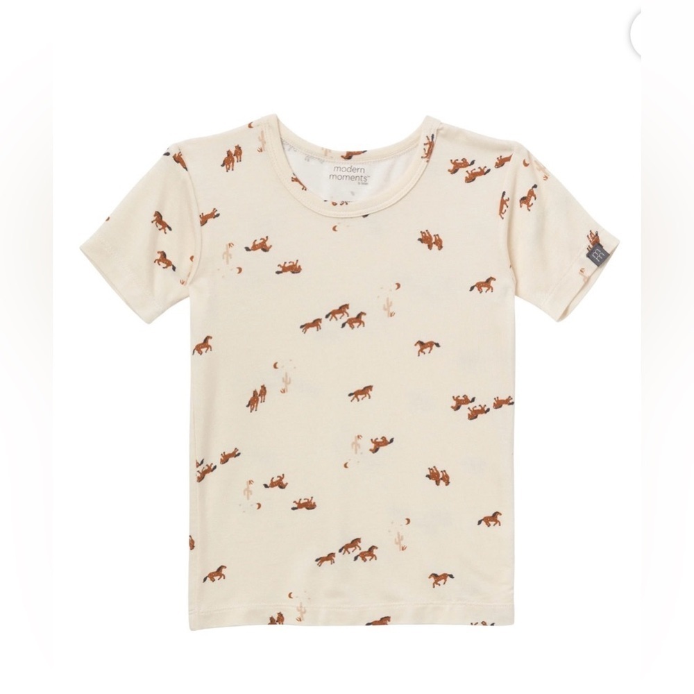 Modern Moments 2-Piece Pajama Set in Beige With Horses - Picture 3 of 9